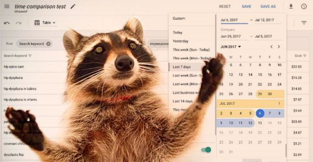 Редактор AdWords позволил сравнивать данные за два периода времени