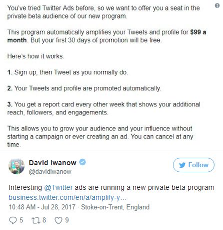 Twitter займётся продвижением профиля за 99 долларов в месяц