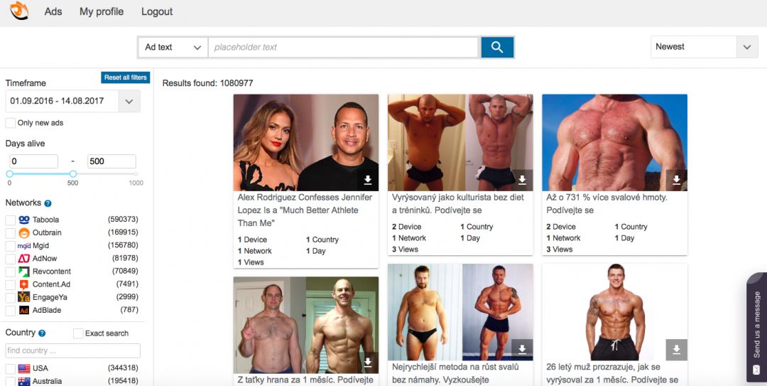 Сервис для сбора и анализа нативной рекламы SpyOver