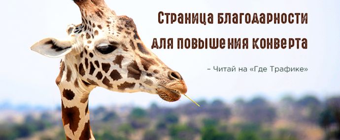 Страница благодарности для повышения конверта