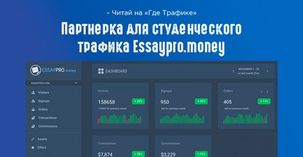 Партнерка для студенческого трафика Essaypro.money