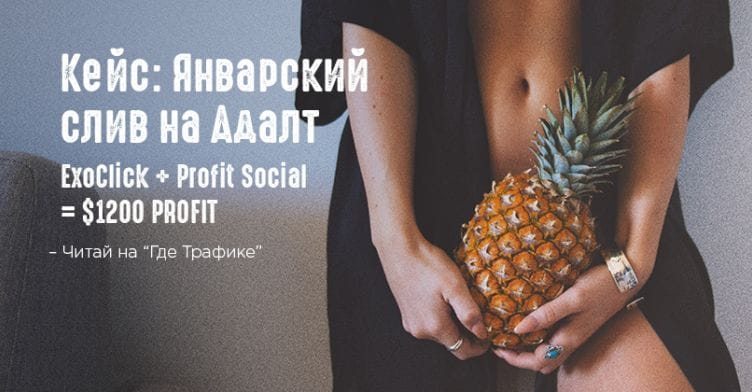 Небольшой январский слив на Адалт (ExoClick и Profit Social равно 1200 баксов PROFIT)