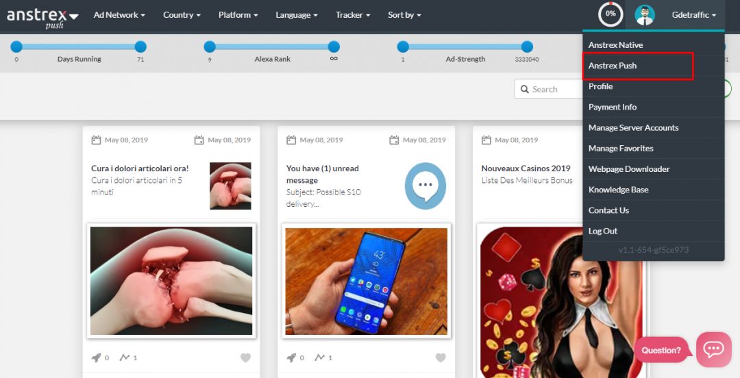 Anstrex: зарубежный спай сервис по пушам и нативной рекламе