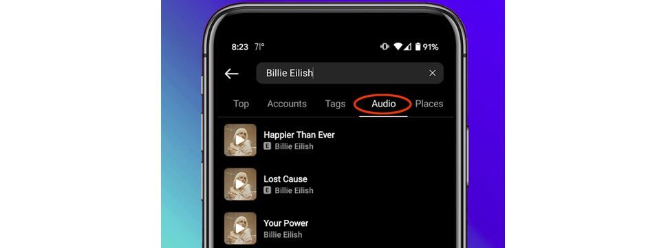 Instagram добавляет новую вкладку ”Audio” в параметры поиска