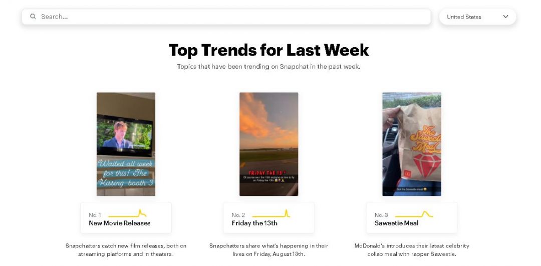 Snapchat Trends покажет популярные ключевые слова