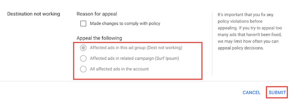 Подаем апелляцию в Google Ads