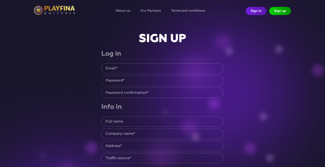 Playfina Partners: дом для вебмастеров с SEO трафиком под гемблинг оффер