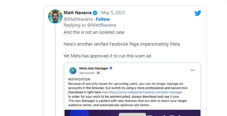 Взломанные и верифицированные страницы Facebook, выдают себя за компанию Meta