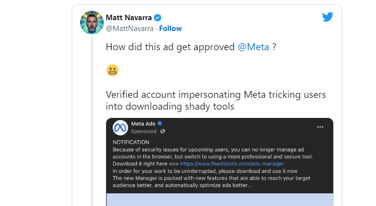 Взломанные и верифицированные страницы Facebook, выдают себя за компанию Meta