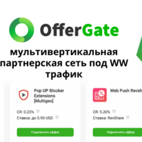 OfferGate: мультивертикальная партнерская сеть под WW трафик