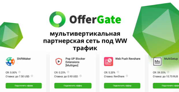 OfferGate: мультивертикальная партнерская сеть под WW трафик