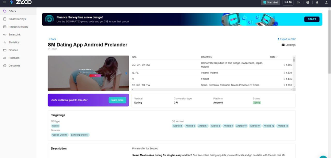 Zeydoo: мультивертикальная CPA сеть с in-house офферами в опросах, apps, utilities, свипстейках и лидген вертикалях