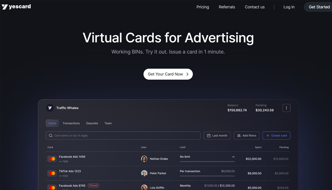 Доминируйте в арбитраже трафике вместе с YesCard: виртуальные карты на самых выгодных условиях на рынке