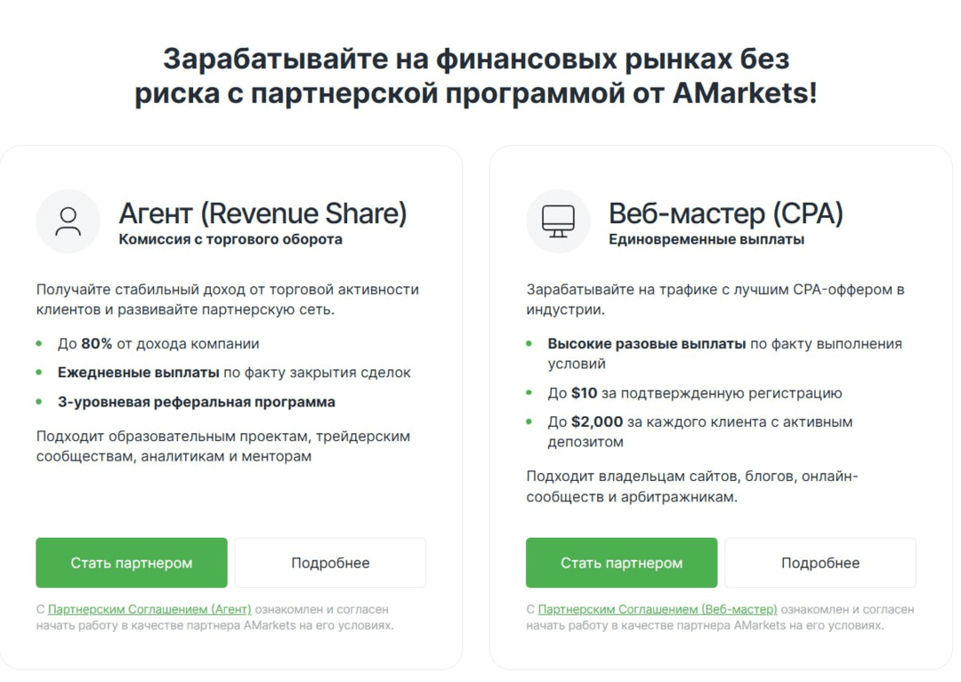Партнерская программа AMarkets