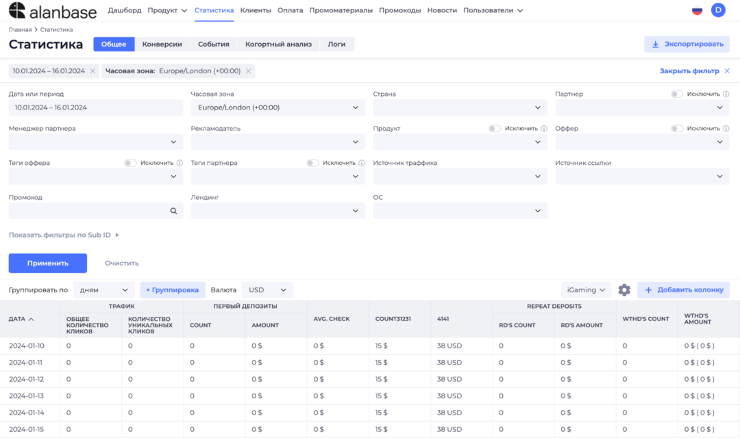 Alanbase: платформа для создания партнерки и функциональный трекер трафика real time