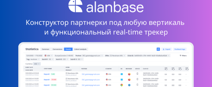 Alanbase: платформа для создания партнерки и функциональный трекер трафика real time