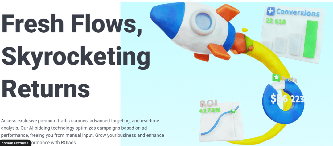 ROIAds: мультивертикальная рекламная сеть с AI-биддингом и премиальными источниками трафика