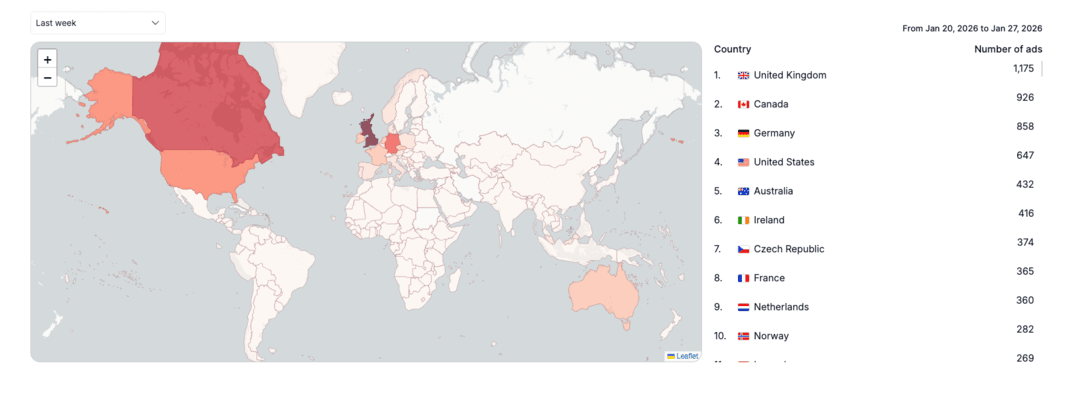 ТОП-3 Гемблинг ГЕО недели в FB: UK, Германия, Австралия