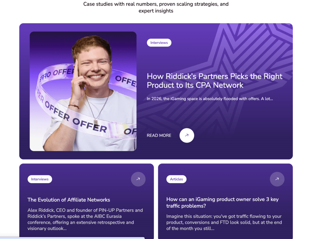 Riddick’s Partners: партнерская CPA-сеть с эксклюзивными iGaming офферами в приватке