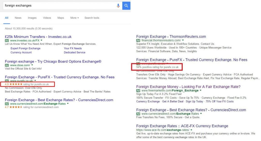 Google тестирует рейтинг в процентах