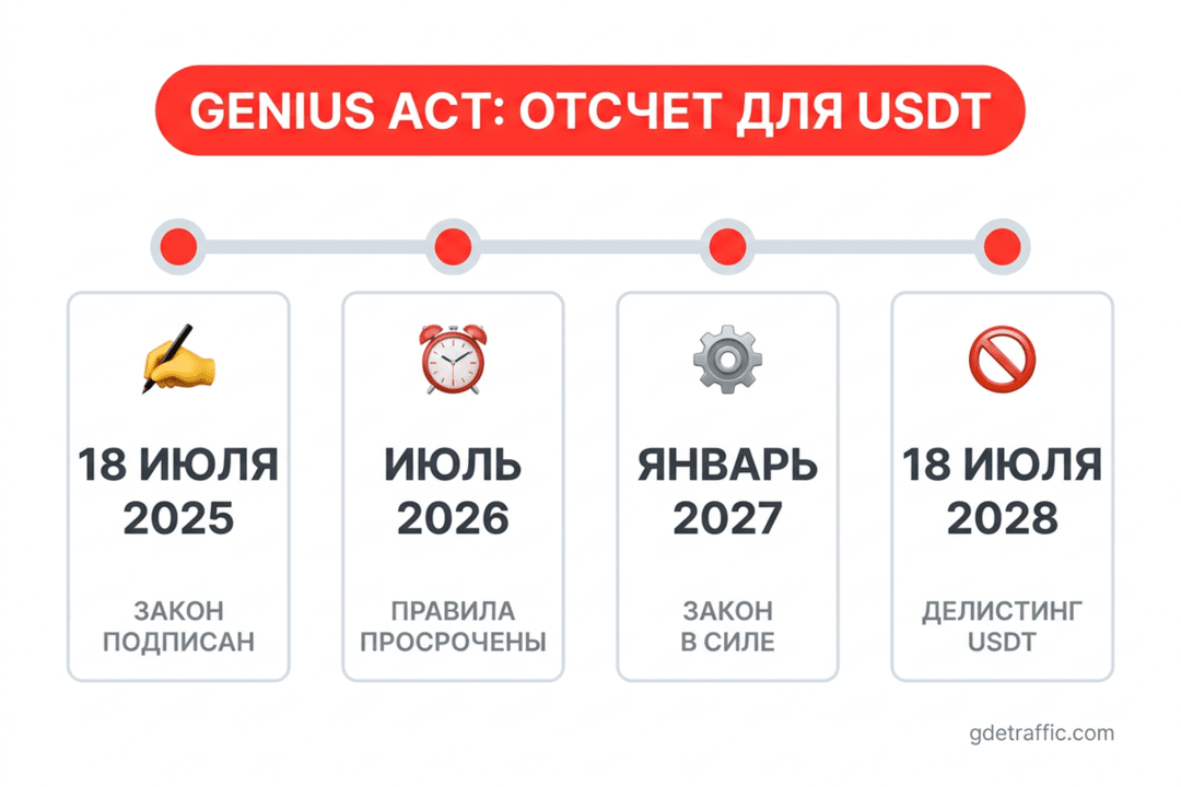 USDT под GENIUS Act - отсчет до 2028
