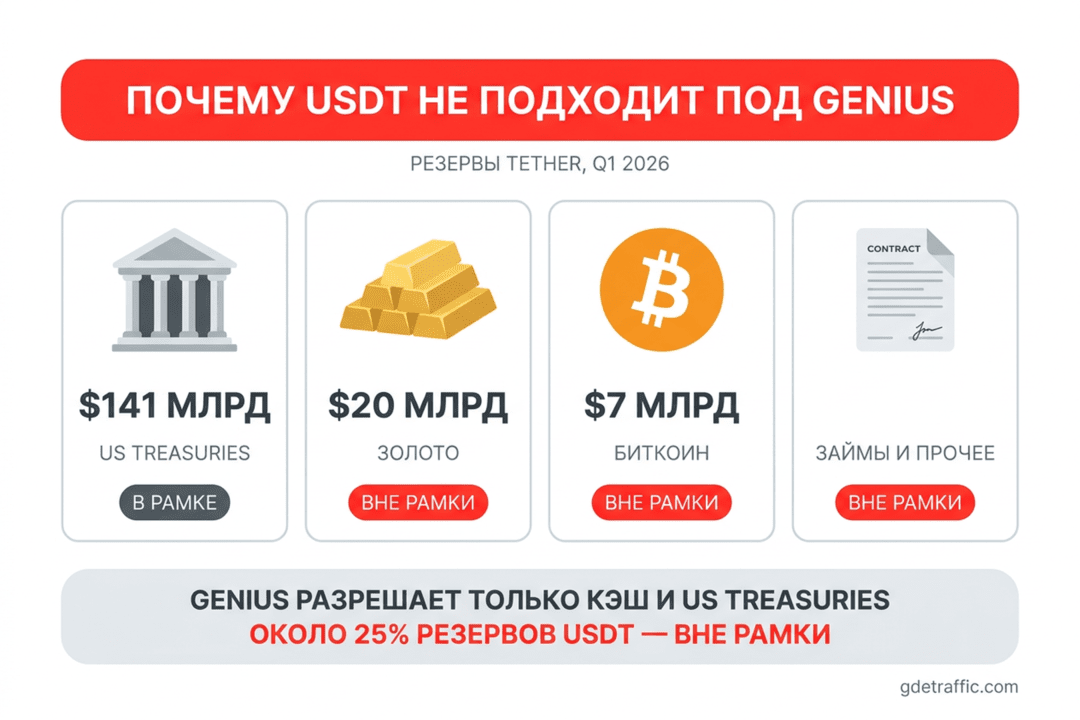 USDT под GENIUS Act - отсчет до 2028