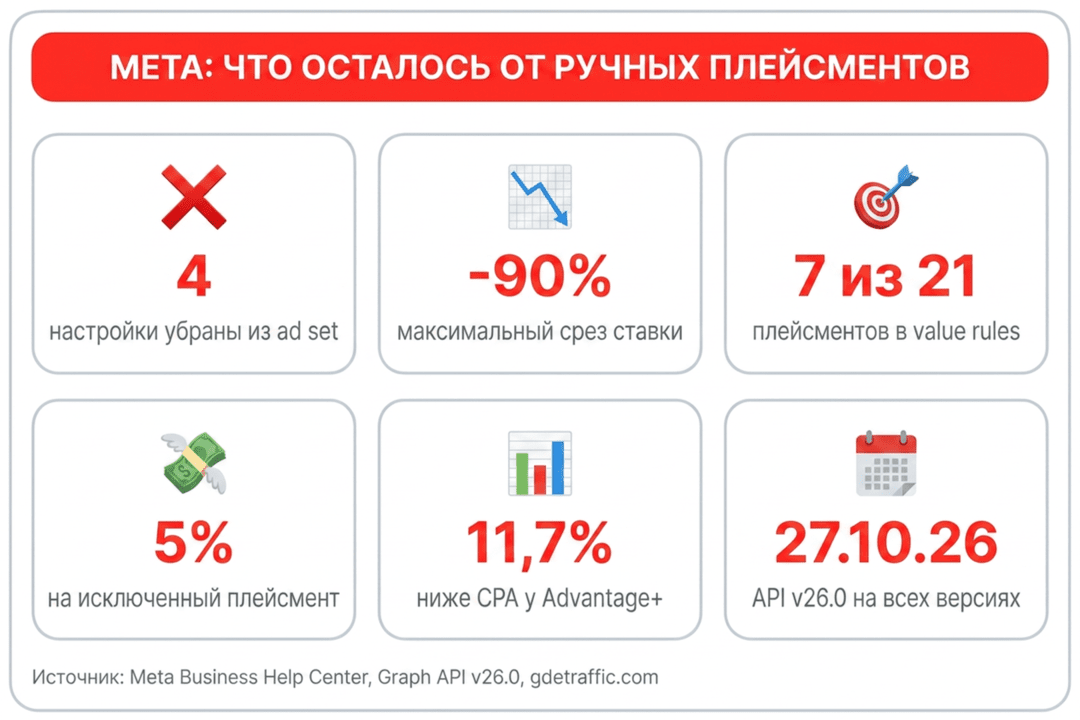 Meta тихо убрала ручные плейсменты из Ads Manager: Audience Network больше не выключить
