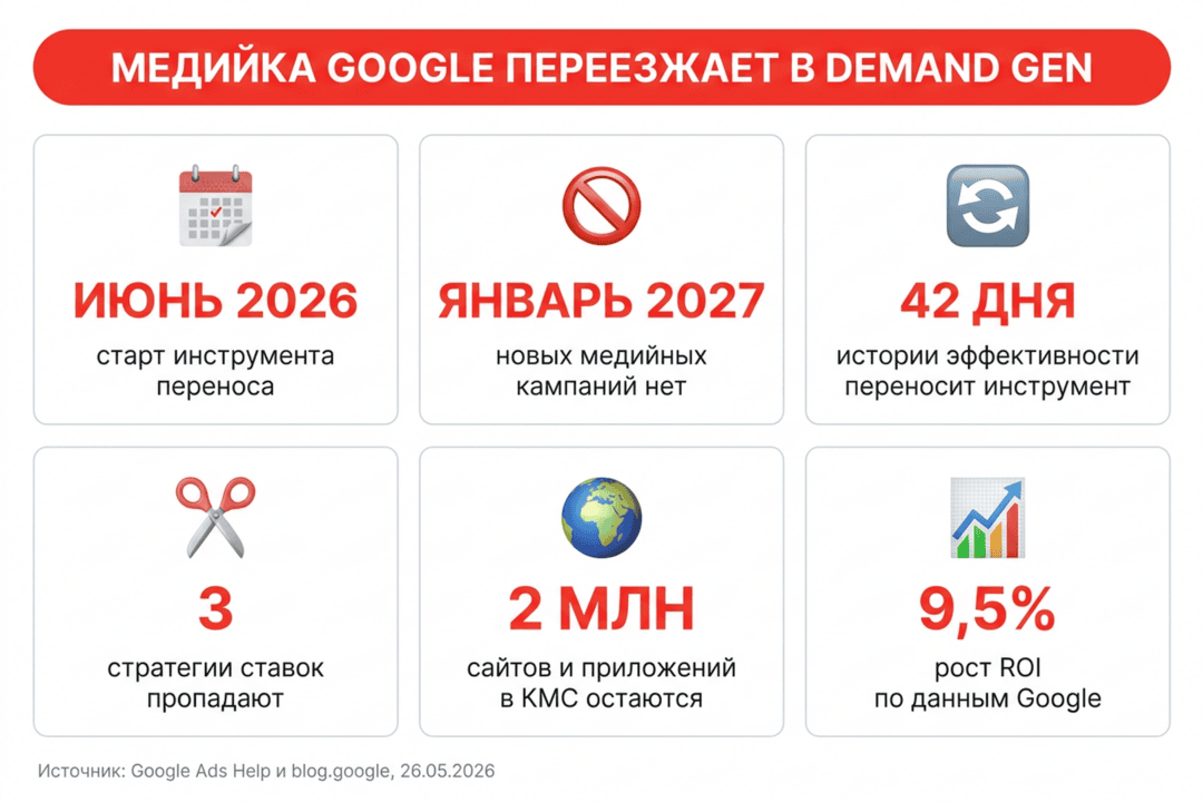 Google закрывает Display-кампании: с января 2027 новую медийную кампанию не создать
