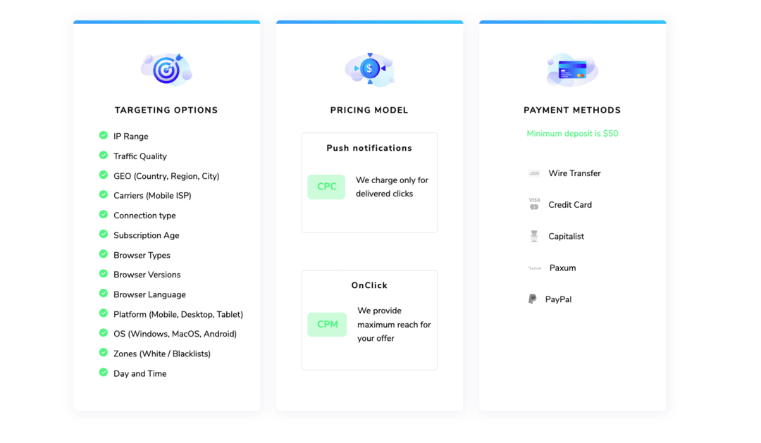 RollerAds рекламная платформа: 7 млрд показов в сутки, пополнение от 50 USD, рекламная и CPA-сеть с арбитражными офферами. Обзор платформы