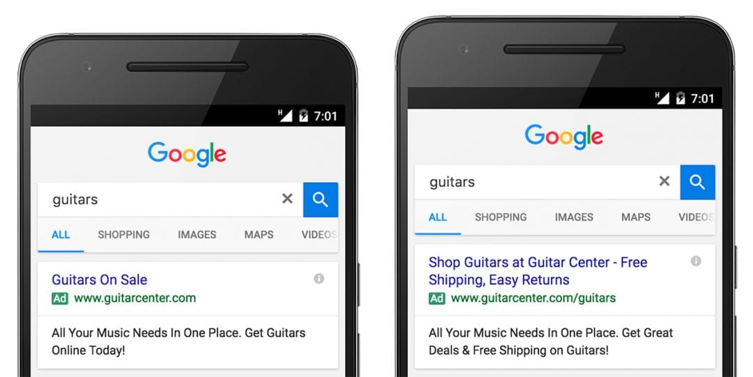 Google AdWords представил расширенные текстовые объявления