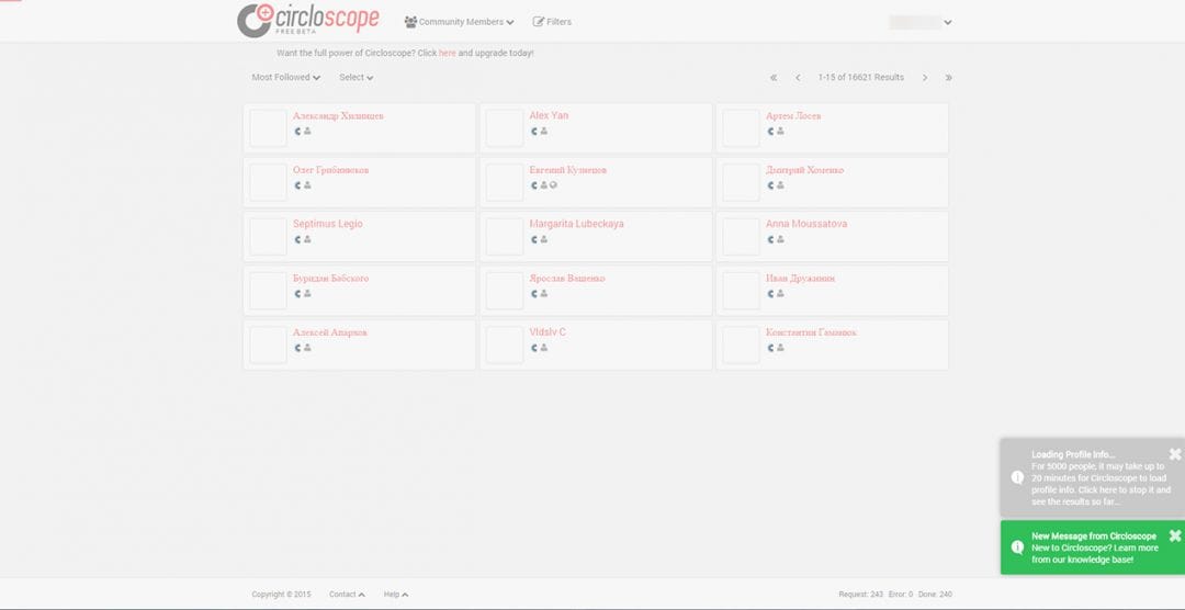 Под прицелом: Circloscope.com - сервис для поиска аудитории и массфолловинга в Гугл Плюс