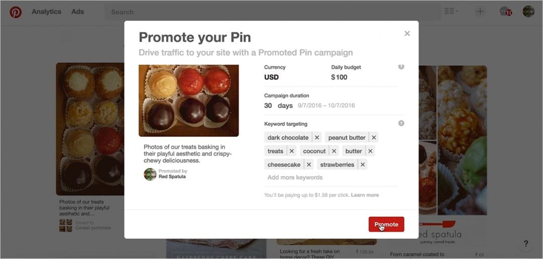 Pinterest добавил в пины кнопку Promote