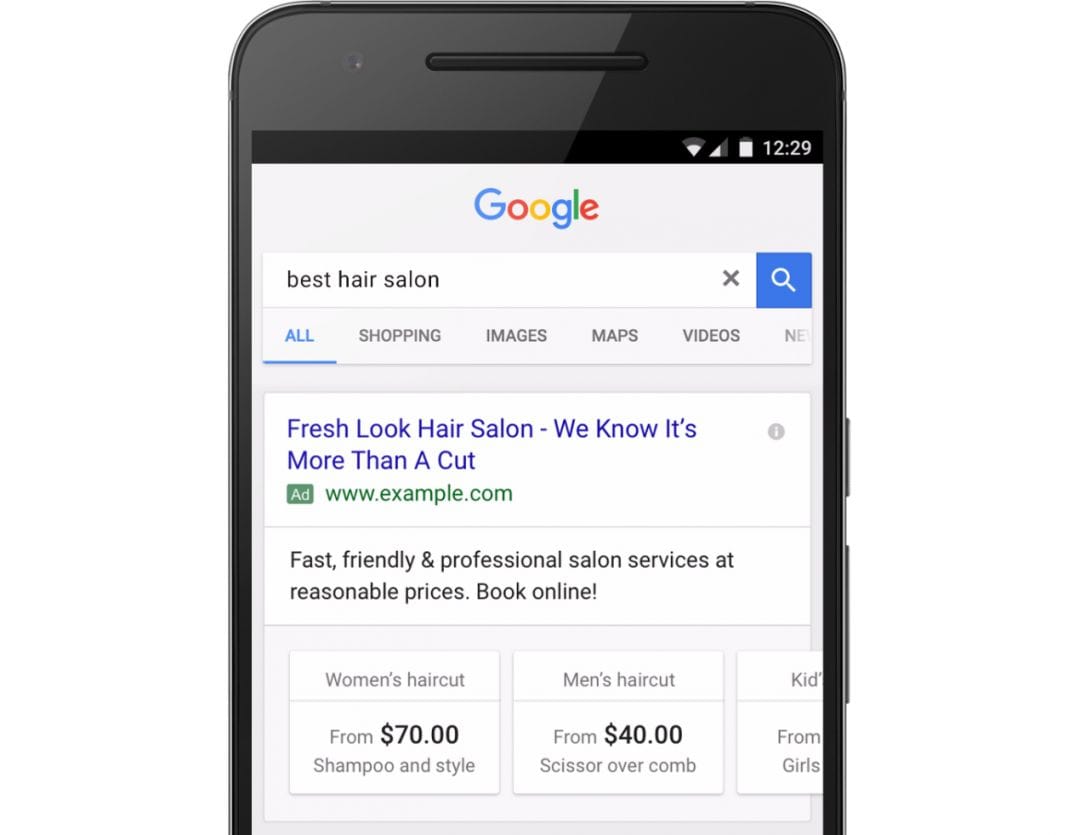 Расширения цены Google AdWords доехали до России